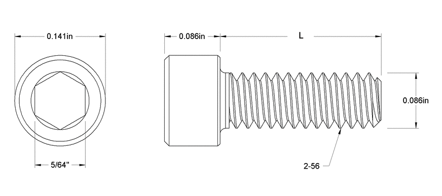 PEEK Socket Head Cap Screw #2-56 x 3/8